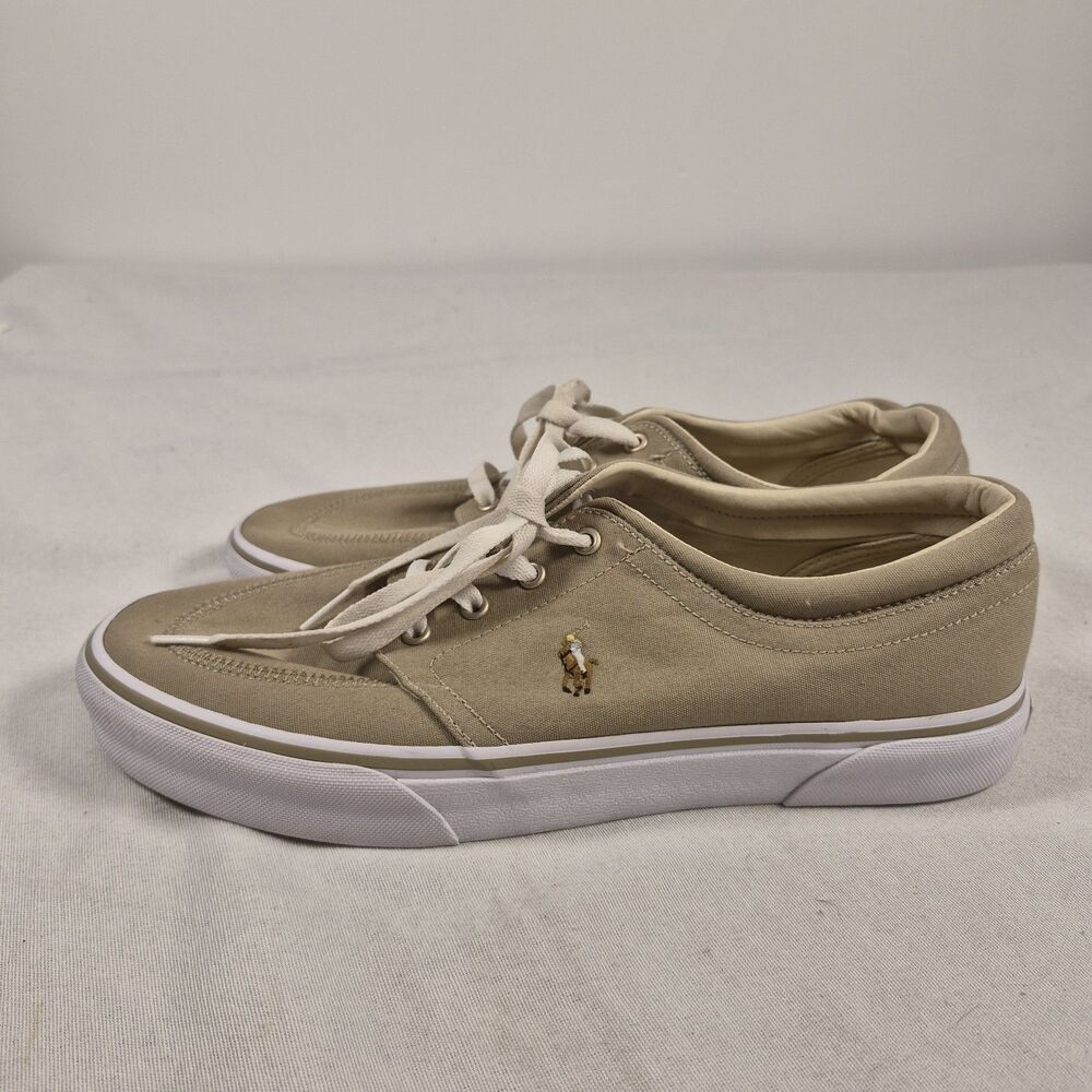 Polo Ralph Lauren Men's 10.5 Faxon X Canvas Sneaker Hampton Khaki/Multi Pony